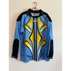 VTG OLYMPUS BLUE YELLOW PADDED SOCCER Football GOALIE GOALKEEPER JERSEY MENS L
